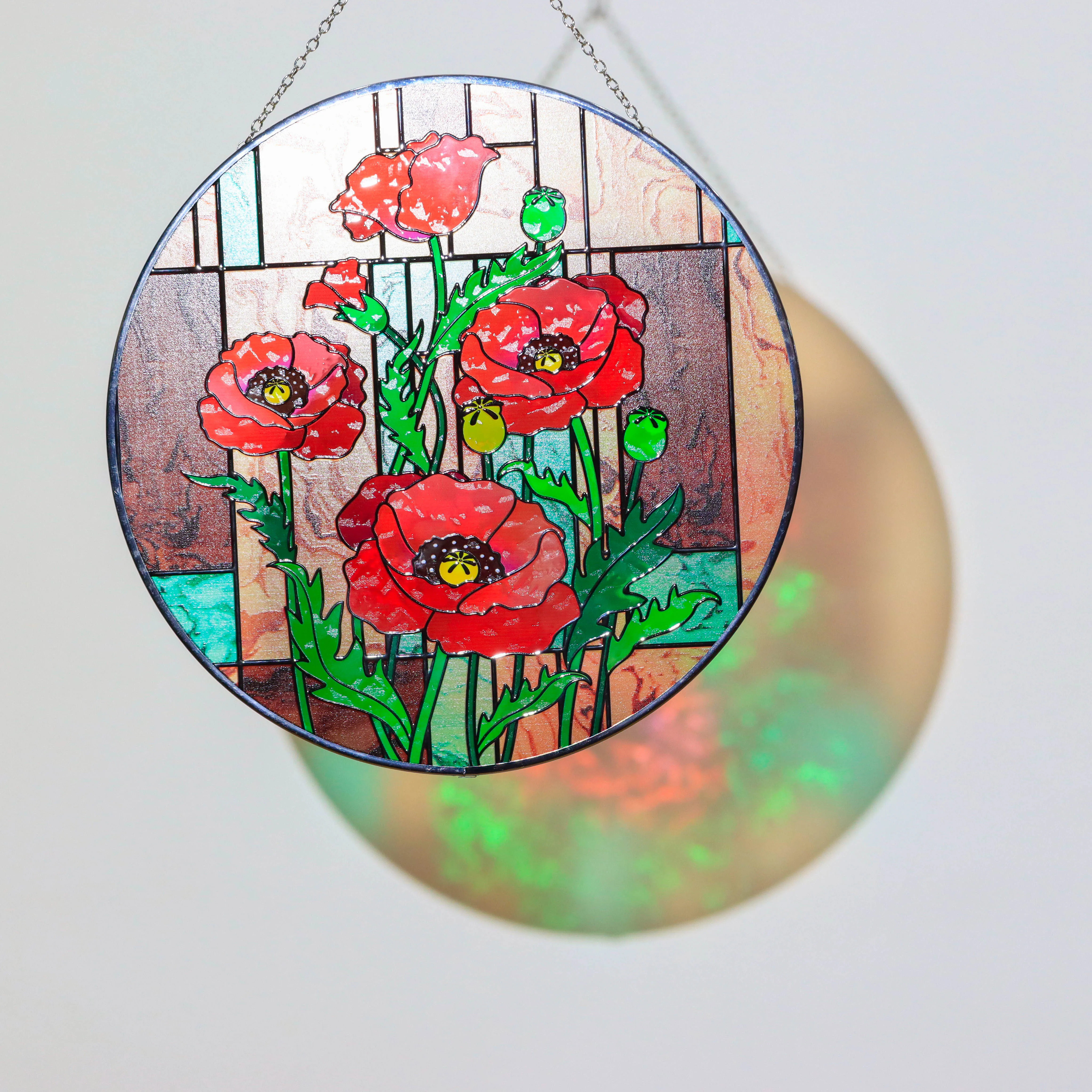 12-Inch Custom Stained Glass Suncatcher - Lustrous Colors and Unique Light Dynamics, Ideal for Gifts and Decor