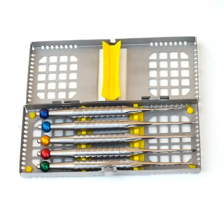 Set of 5pcs Manual Dental Osteotome Bone Chisel Steel Straight Tool with Cassette