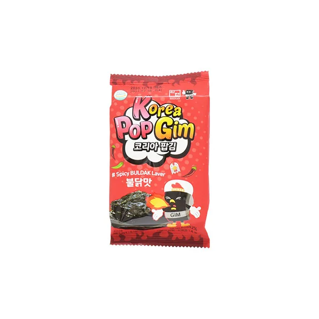 Korea Style seaweed Nori snack POP Gim Vegan comes in 3 flavors made by korea KOREA POP GIM SPICY BULDAK FLAVOR