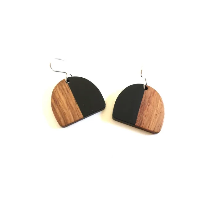 Round Wooden and resin Drop Earrings Boho Women Simple Colorful Resin Beads Pendant use for hot sale