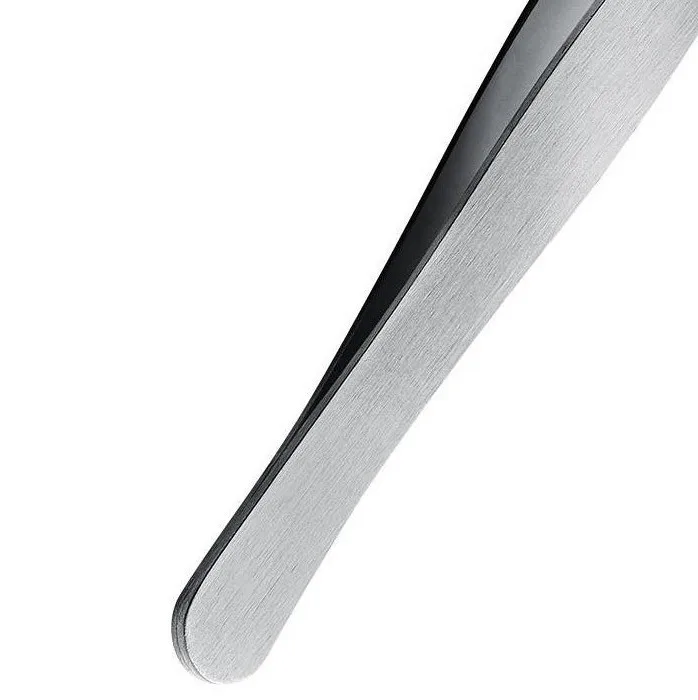 Premium Quality Straight Tip Sand Finish Stainless Steel Slanted Eyebrow Tweezer OEM Private Label Silver Color Beauty Tools