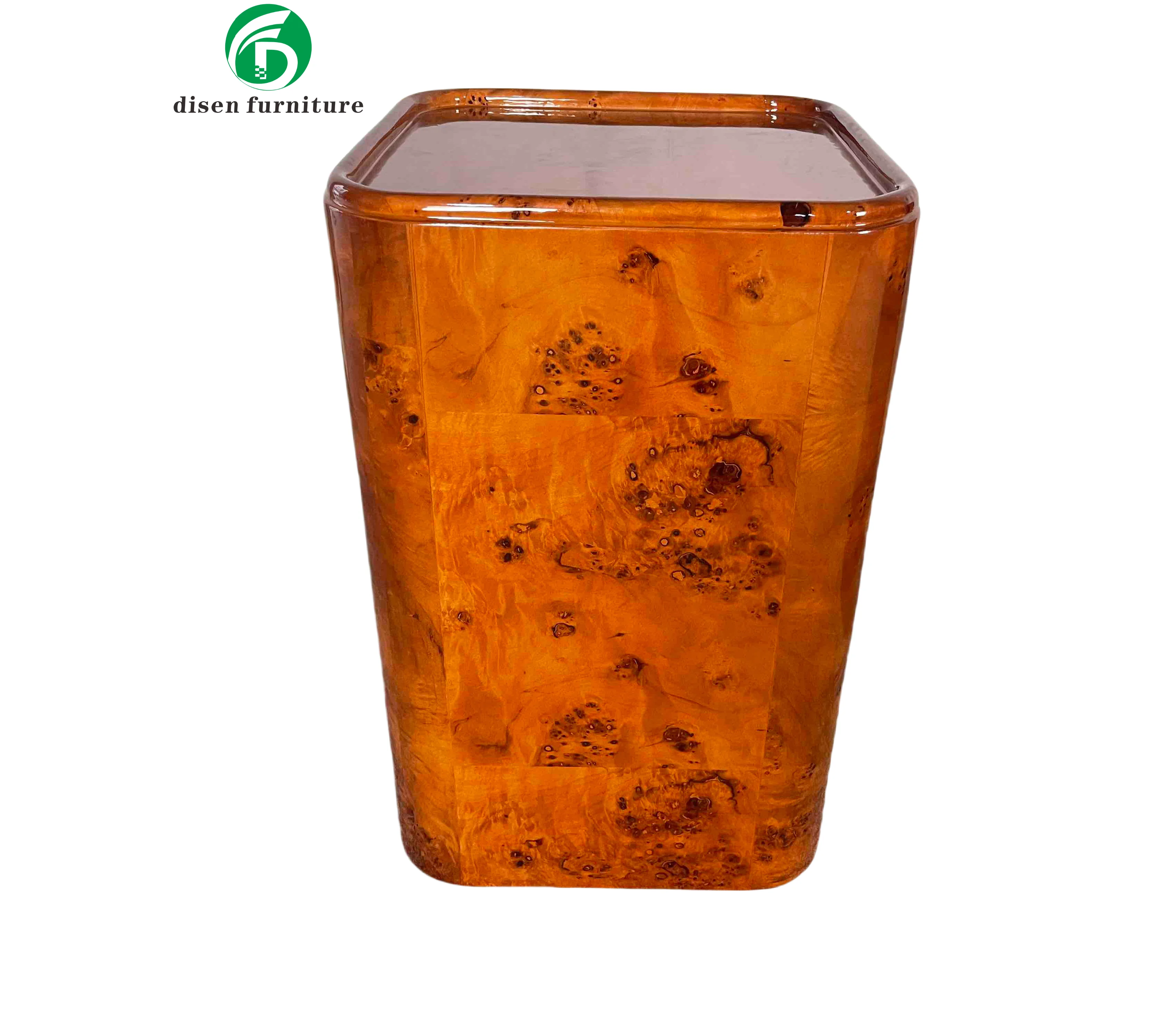 2024 new modern luxury Burl veneer home furniture for plywood decorative panel wooden living room furniture Dawson Side Table