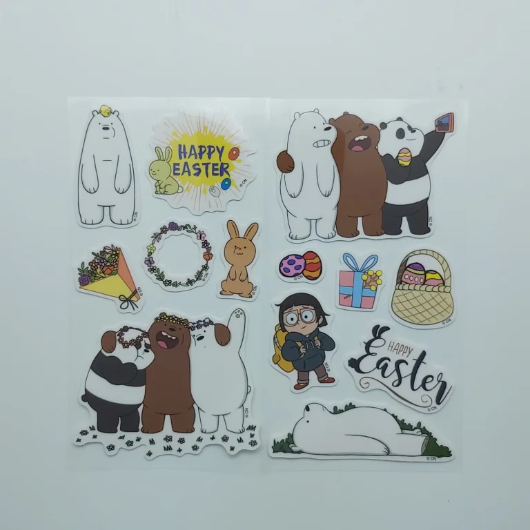 Custom No Glue Self Adhesive Removable Reusable Cartoon Stickers For Kids