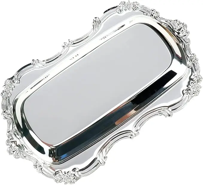 Stylish Royal Serving Tray Multiple Color Rectangle Shape Marble With Metal Handles Decorative Marble Tray Home Decor