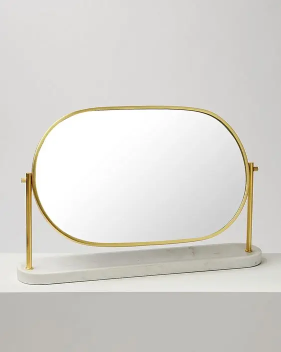 Floral Design Tabletop Mirror Round Vintage Image Mirror Handmade Makeup Desk Accessories Personalize Gift Cosmetic Glass Mirror