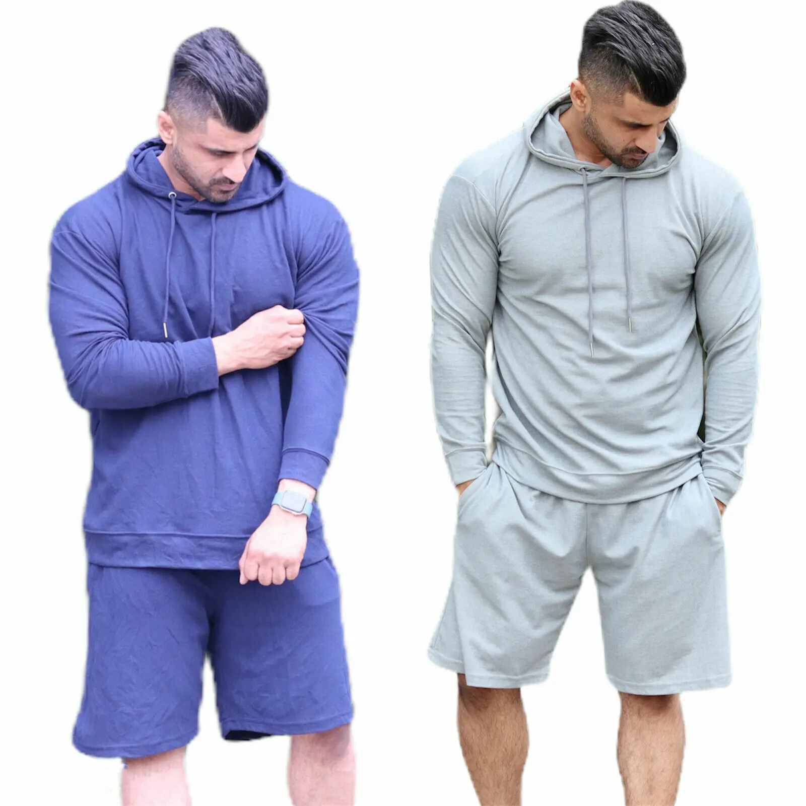 Mens Hoodie Shorts Set Tracksuit Set Casual Wear Summer Lounge Wear Set New