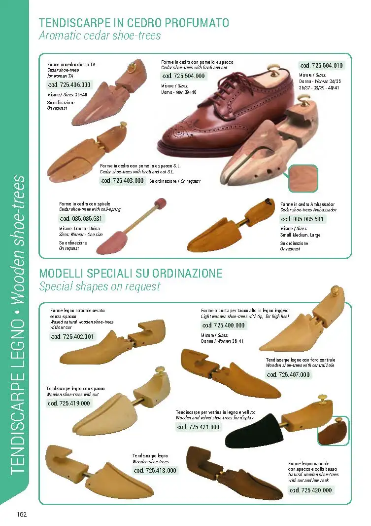 Italian-Made Cedar Wooden Shoe Trees with Spring Essential for Footwear Maintenance Shoe Stretching Function