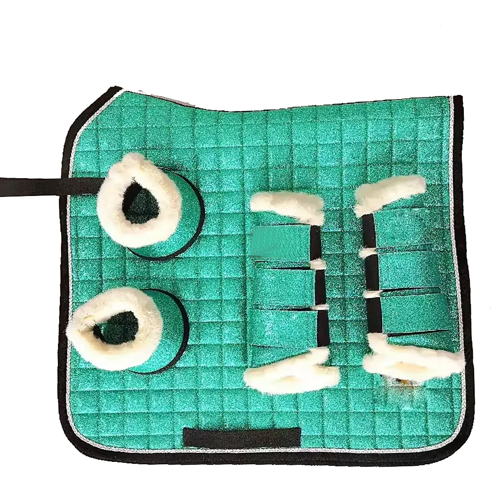 High Quality Matching Saddle Pad set with horse boot bell boot lead halter Wholesale Stylish Equestrian Products Saddle Pads Set
