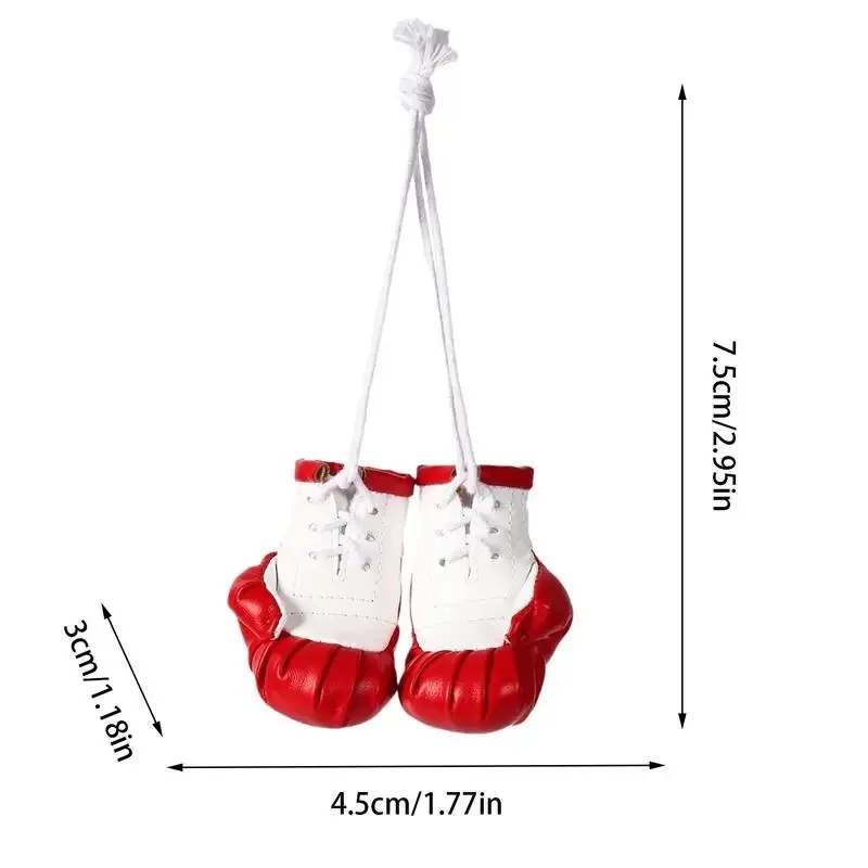 Car Mirror Boxing Gloves Pendant PU Leather Boxing Gloves Keychain Multi-functional Car Interior Decor For Car Decorative