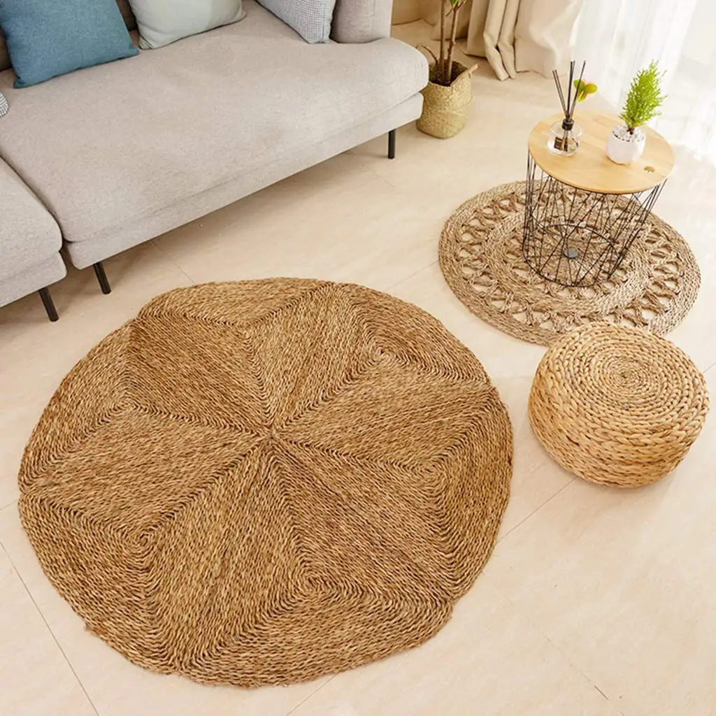 100% Natural Eco-friendly Round Seagrass Carpet Floor Rugs for Home Decor Living Room Bedroom Vietnamese Supplier