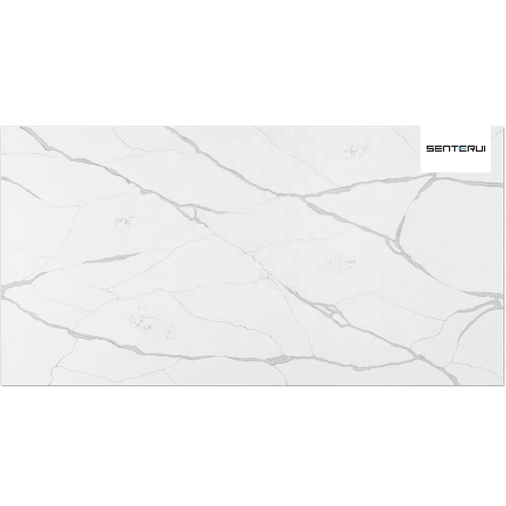 Centurymosaic Wholesale 20mm White Calacatta Big Quartz Stone Slab for Bathroom Countertops And Background