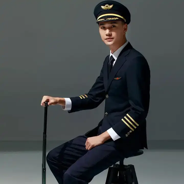 White Classic Plain Short Sleeve Mens Long sleeve Pilot Uniform T Shirts with Epaulette Airline Pilot Uniform