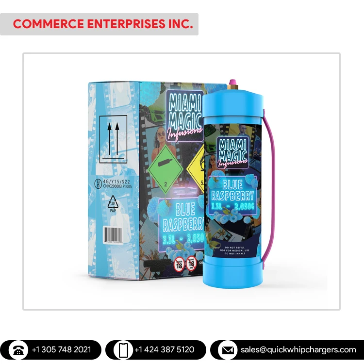 Ready Bulk Stock Available for Blue Raspberry Flavour Miami Magic 3.3L Whipped Cream Charger Cylinder Dispenser