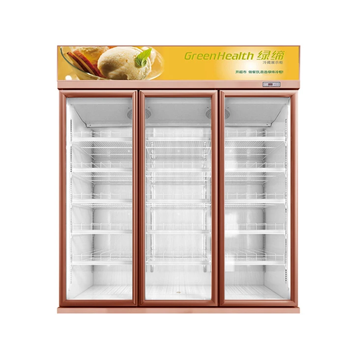 3 Door Upright Beverage Display Freezer Cold Showcase / Supermarket Beer Cooler refrigerators