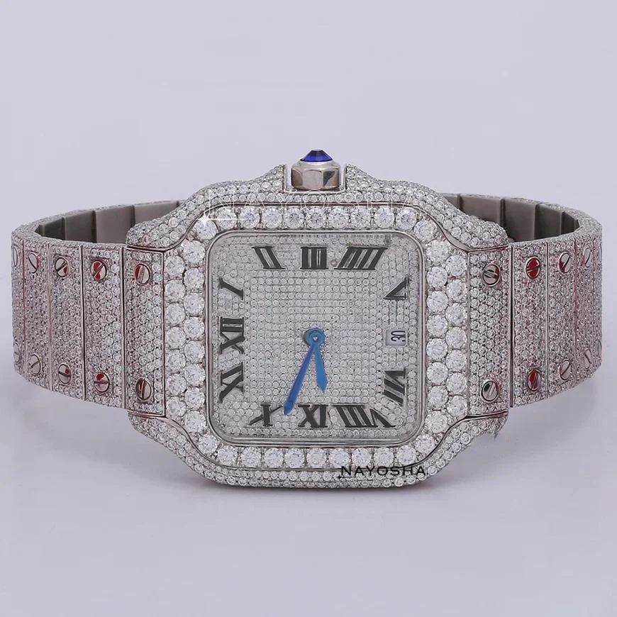 Latest Best Design Rappers Vvs Diamond Wrist Watch Hip Hop Iced Out Moissanite Diamond Watch for Men With Free Shipping Custom