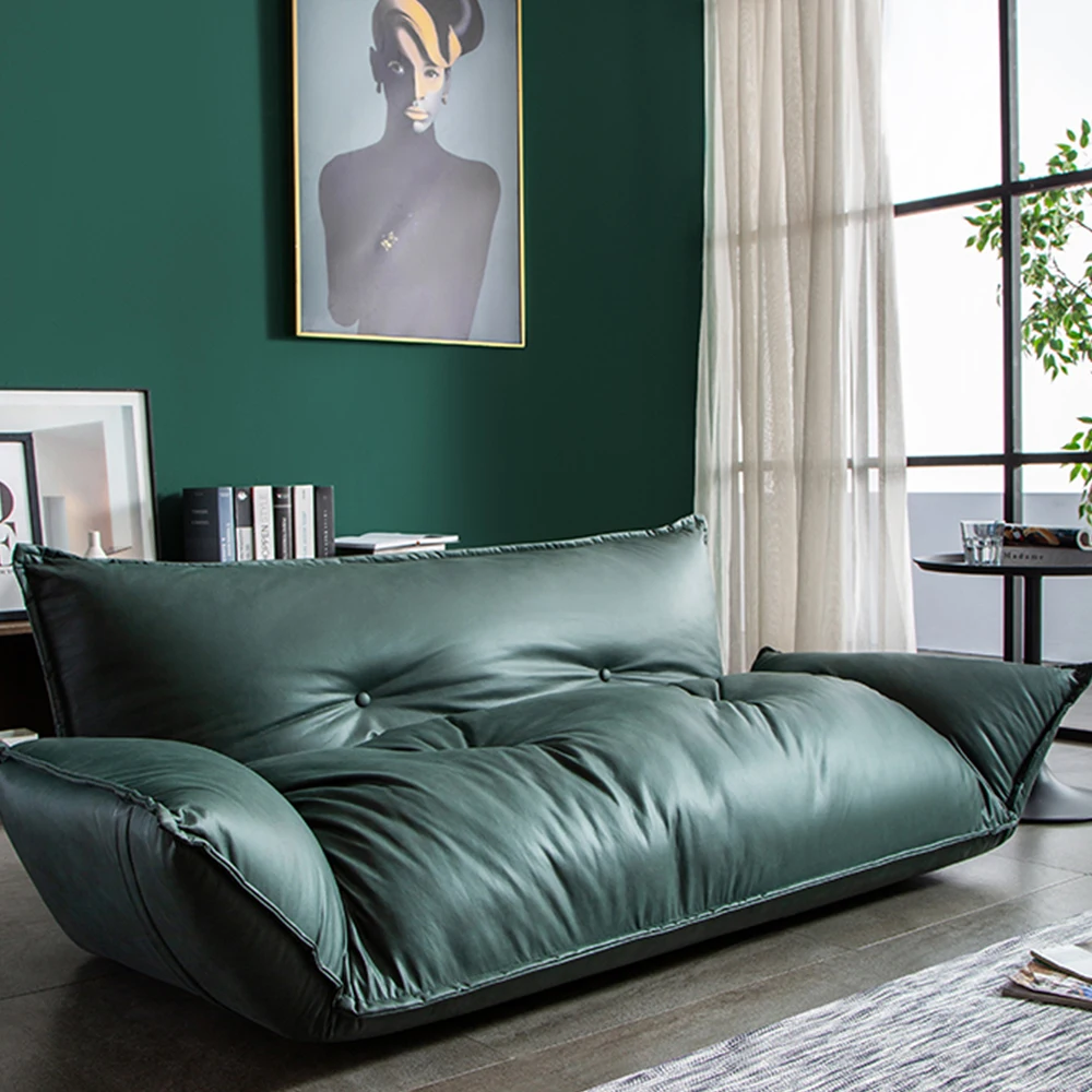 Gemma Technical Fabric Lazy Sofa Cozy Folding Lounge Sofa Tatami Green/Black