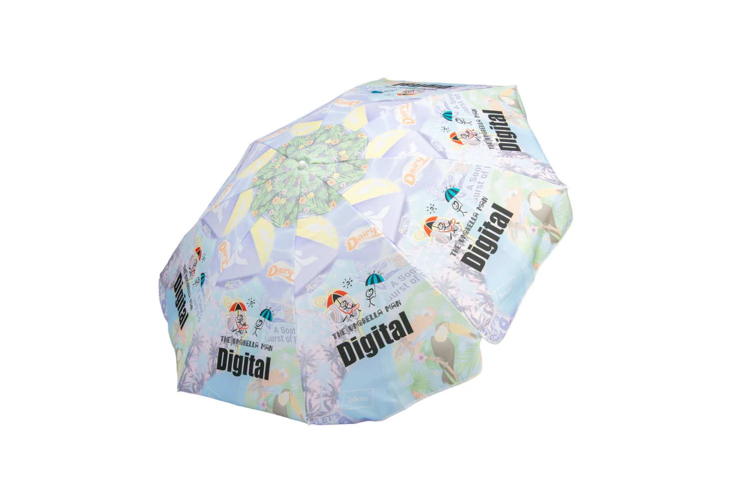 Fittest Quality Beach Portable Tropical Parrots 2.0m Digital Poly Canvas Pattern Wind Inverted Umbrella