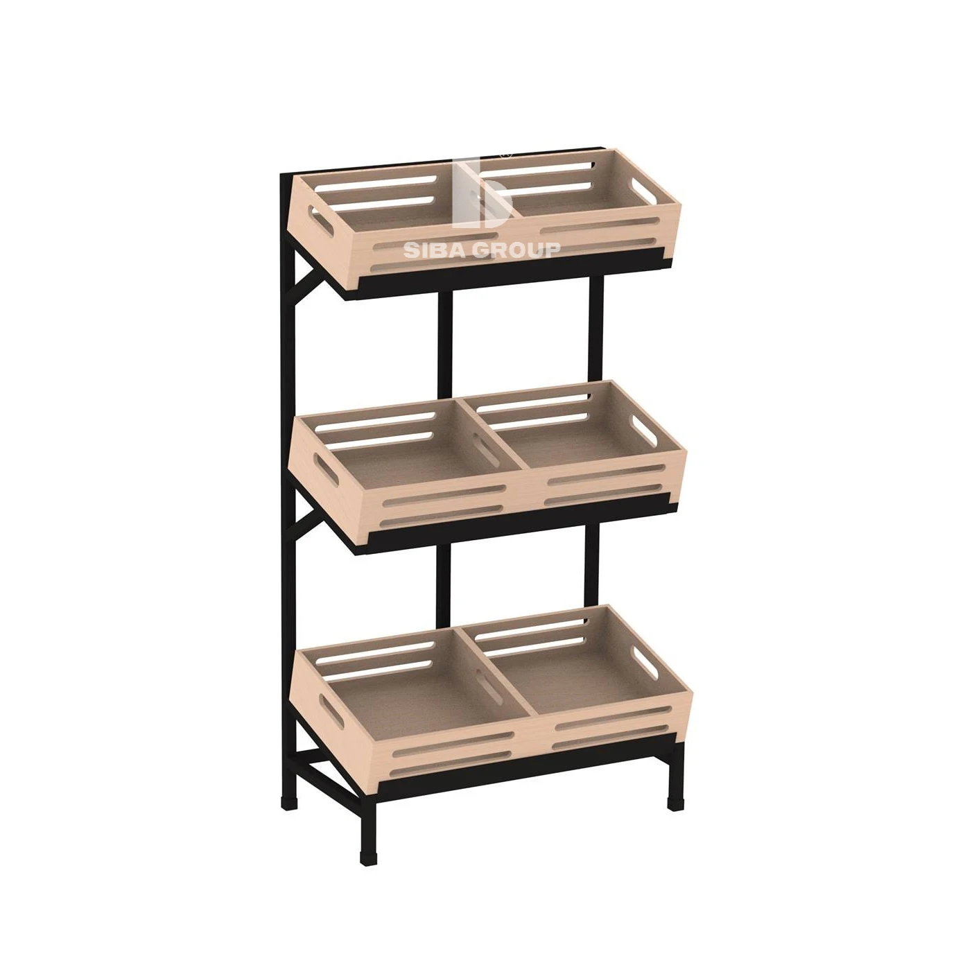 Vietnam Wholesale Good Quality Supermarket Shelve Heavy Duty Single-sided Fruit & Vegetable Display Stand Racks with 3 Layers