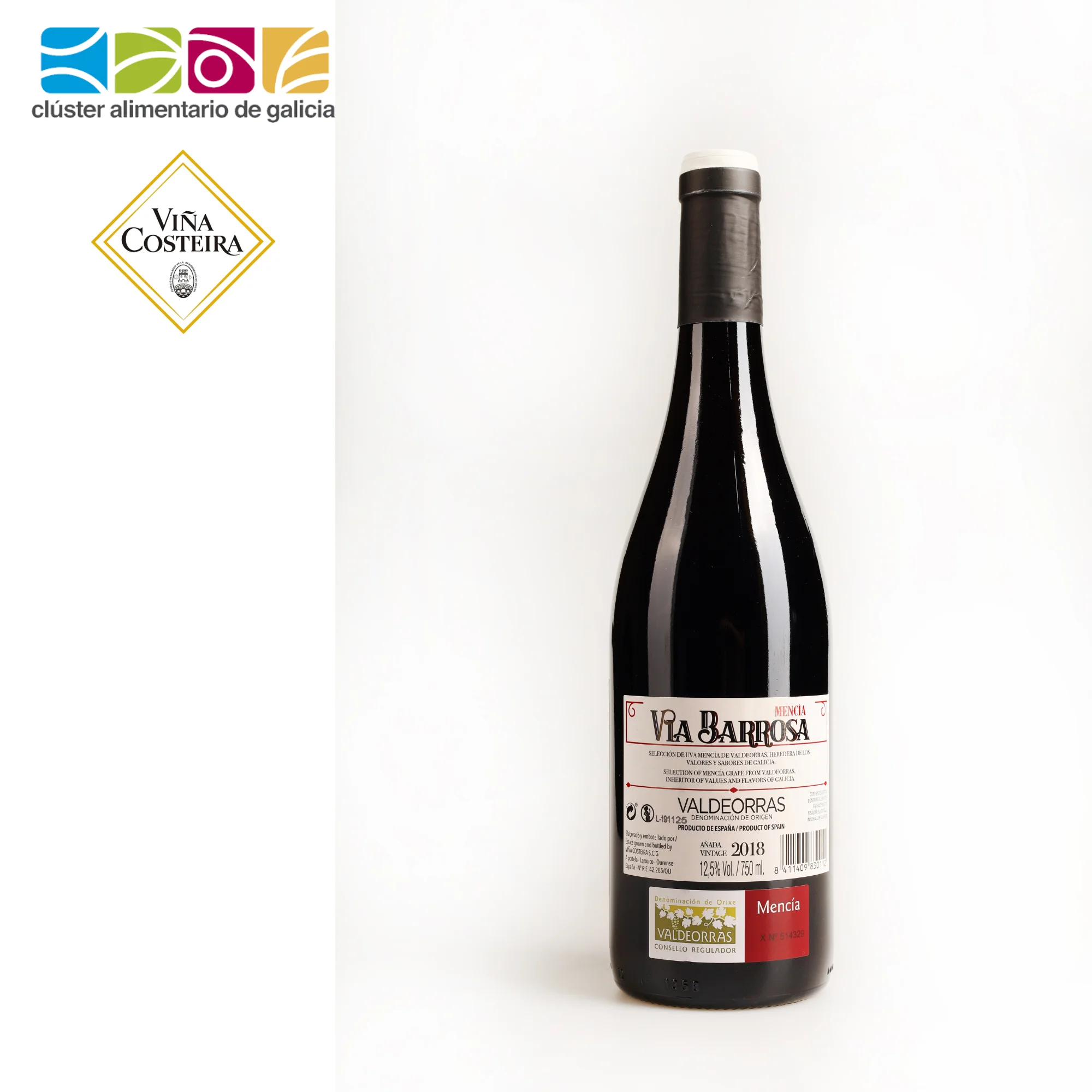 Red wine from Spain | Via Barrosa Mencia 2021 DO Valdeorras | Packaging 750ml glass bottle | Vina Costeira