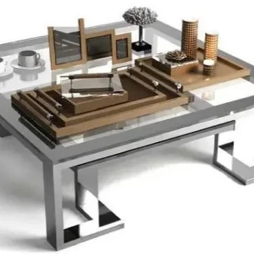 Centre Coffee Table Glass/Mirror Top Table With Metal Legs  95*95*40 Cm 0,38 M3/21 Kg