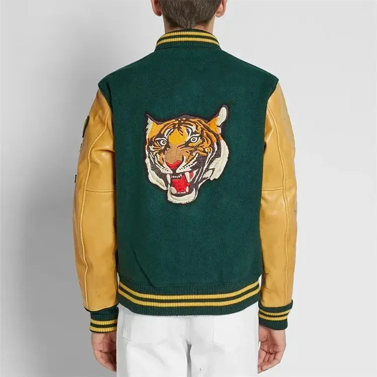 Drop Shoulder Varsity Jacket Oversized Vintage Letter Chenille Embroidery Letterman Varsity Jackets For Men