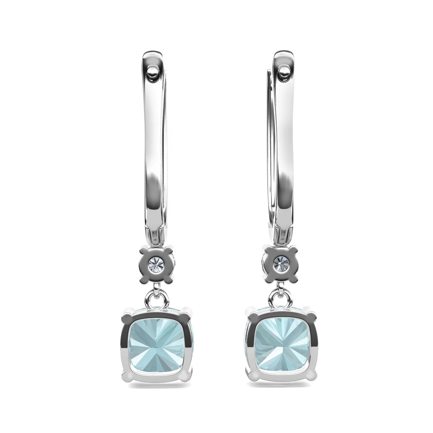 2024 Natural Gem Stone Cushion Cut Sky Blue Topaz Women Jewelry 925 Sterling Silver Huggie Hoop Drop Earrings Destiny Jewellery