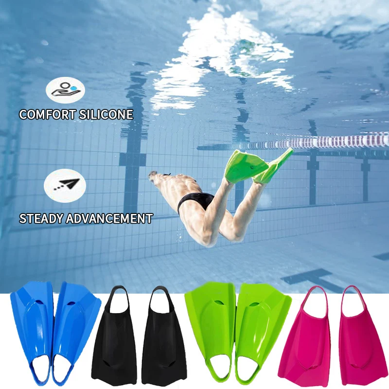 Custom Logo Print Silicone Flippers Professional Swimming and Diving Training Fins Snorkeling Equipment Adult Short Fins