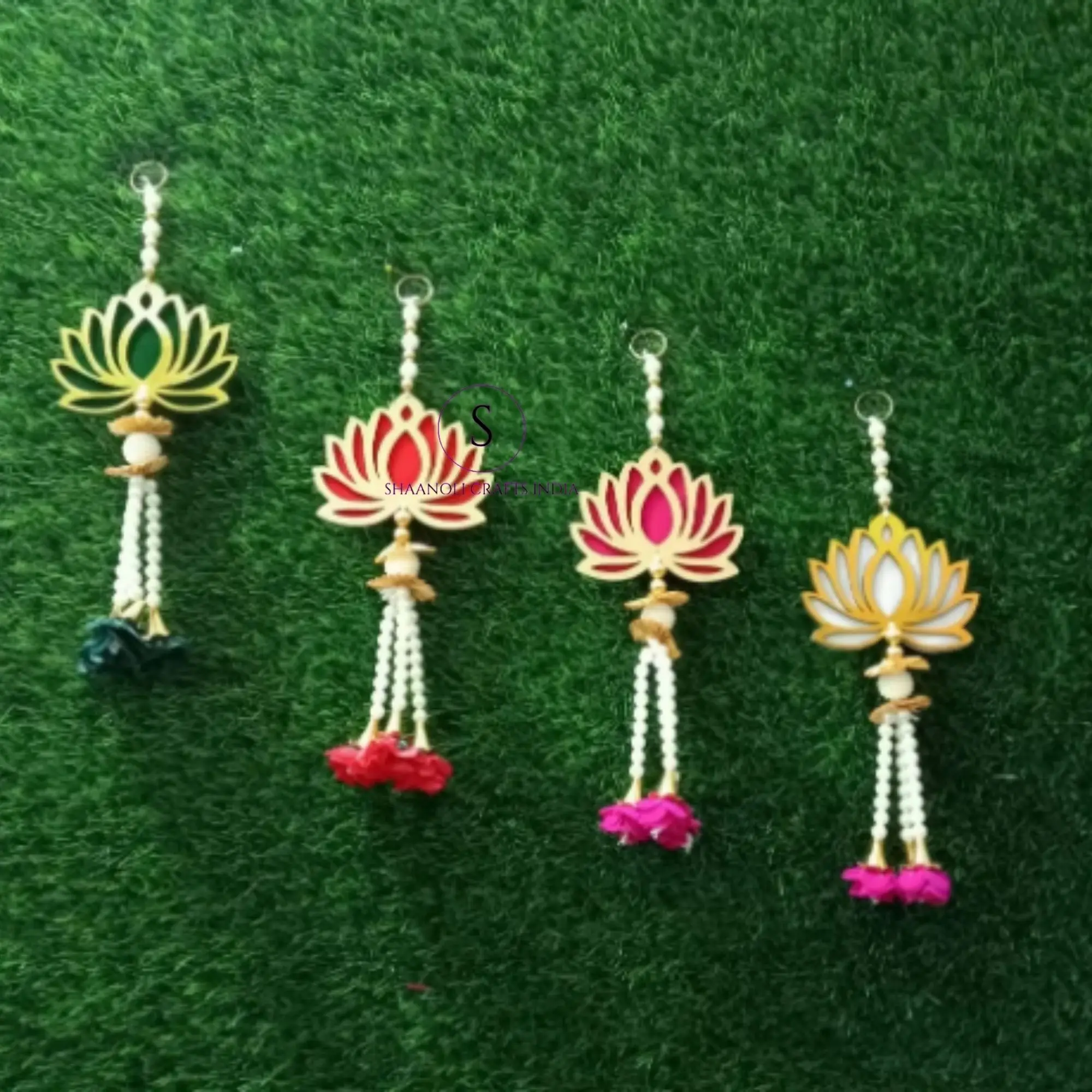 High Quality Wooden Lotus Design Hanging Beads Wedding Garlands & Wreaths Traditional Diwali Toran Decoration Style