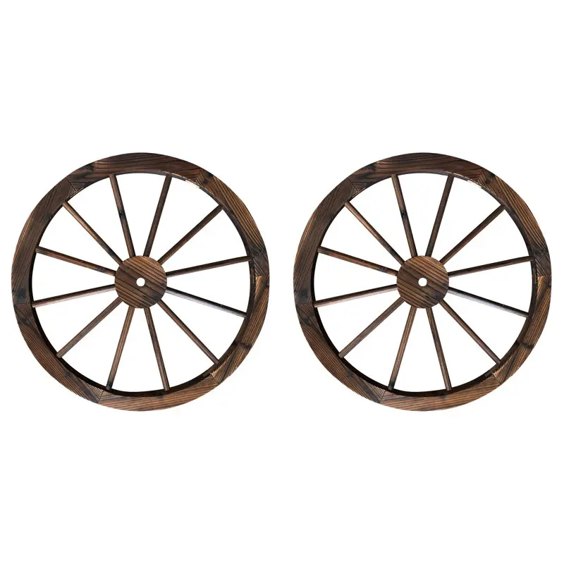 Rustic Firwood Wagon Wheel Handcrafted Decorative Antique Style for Garden and Home Drcor Authentic Vintage Look