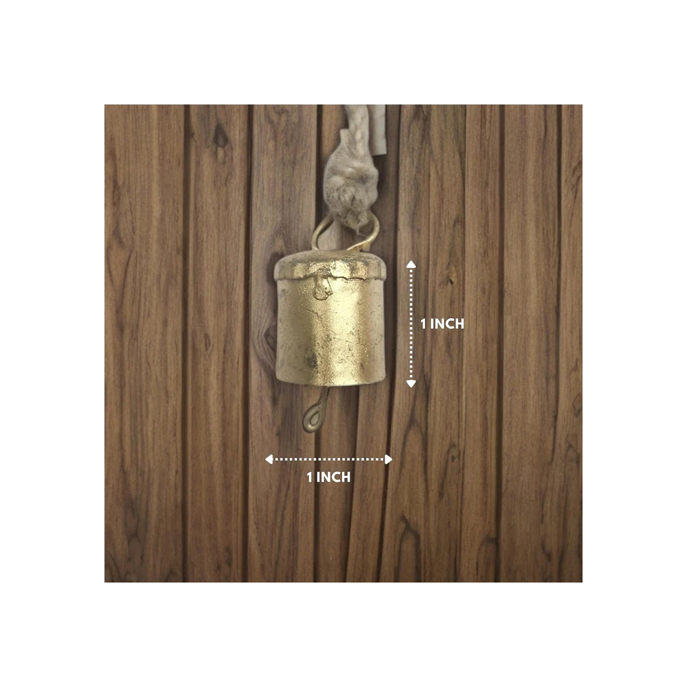 Antique Bell to Hang on Door Bell Chime Handmade Brass Finish Wall Hanging Rope 4  for Entrance Wreaths Chimes Jingle