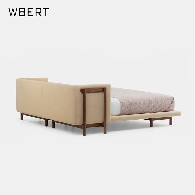 WBERT Nordic Expression Italian Simple Morenburg North American Black Walnut CAR Leather Soft Back Solid Wood Double Bed