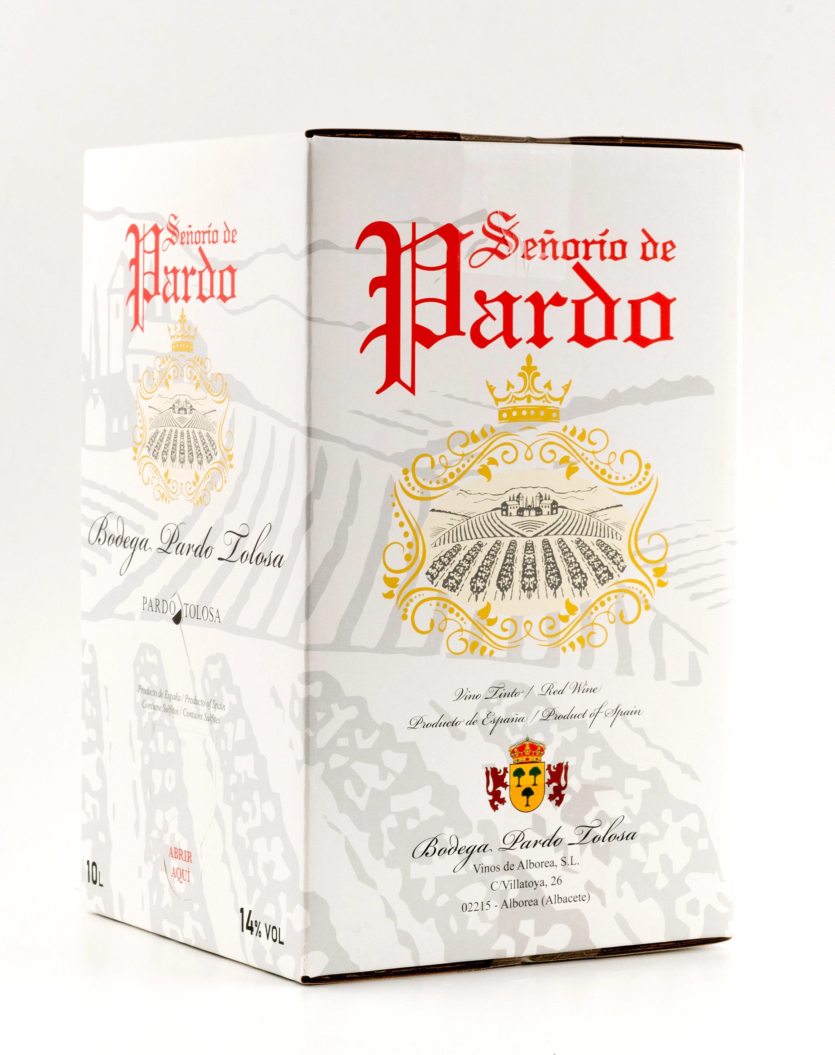 Испанское белое вино Senorio de Pardo, настольное белое вино от Manchuela - La Mancha, 10 л в упаковке, слюнявчик-12% алкоголь