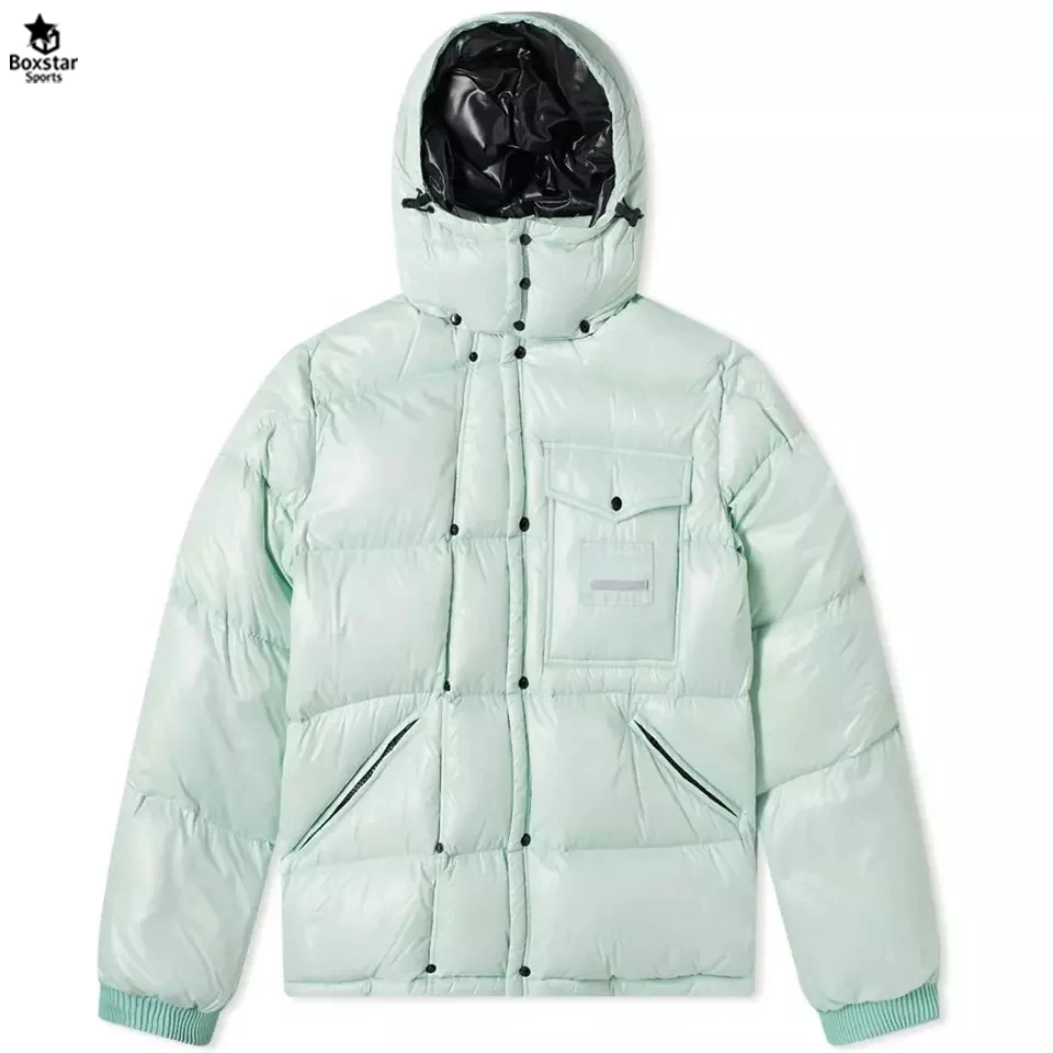 Hot Selling Custom Winter Warm Bubble Puff Jacket Jacquard Zip Funnel Neck Men Puffer Jacket Down jacket