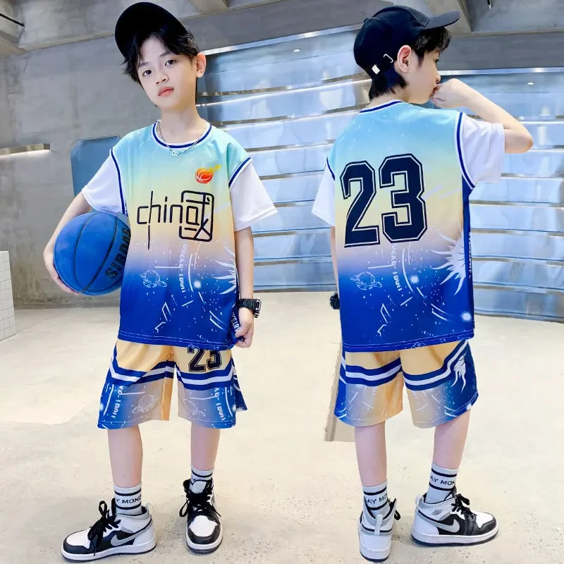 Kids Basketball Jersey Set for Children Quick Drying Breathable Team Club Professional Basketball Sports Uniform Big Size