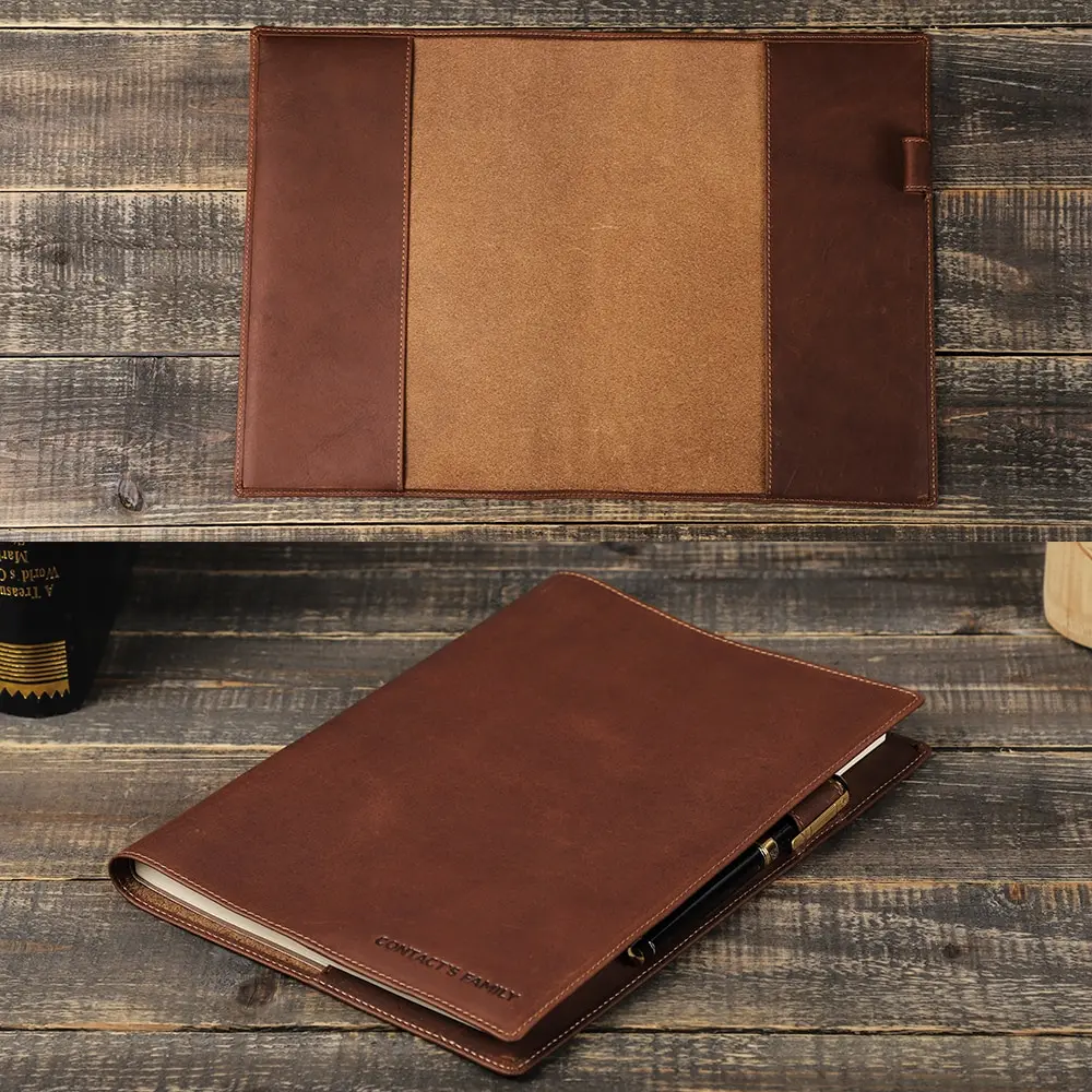 custom logo debossed genuine bible book protect sleeves notebook leather cover