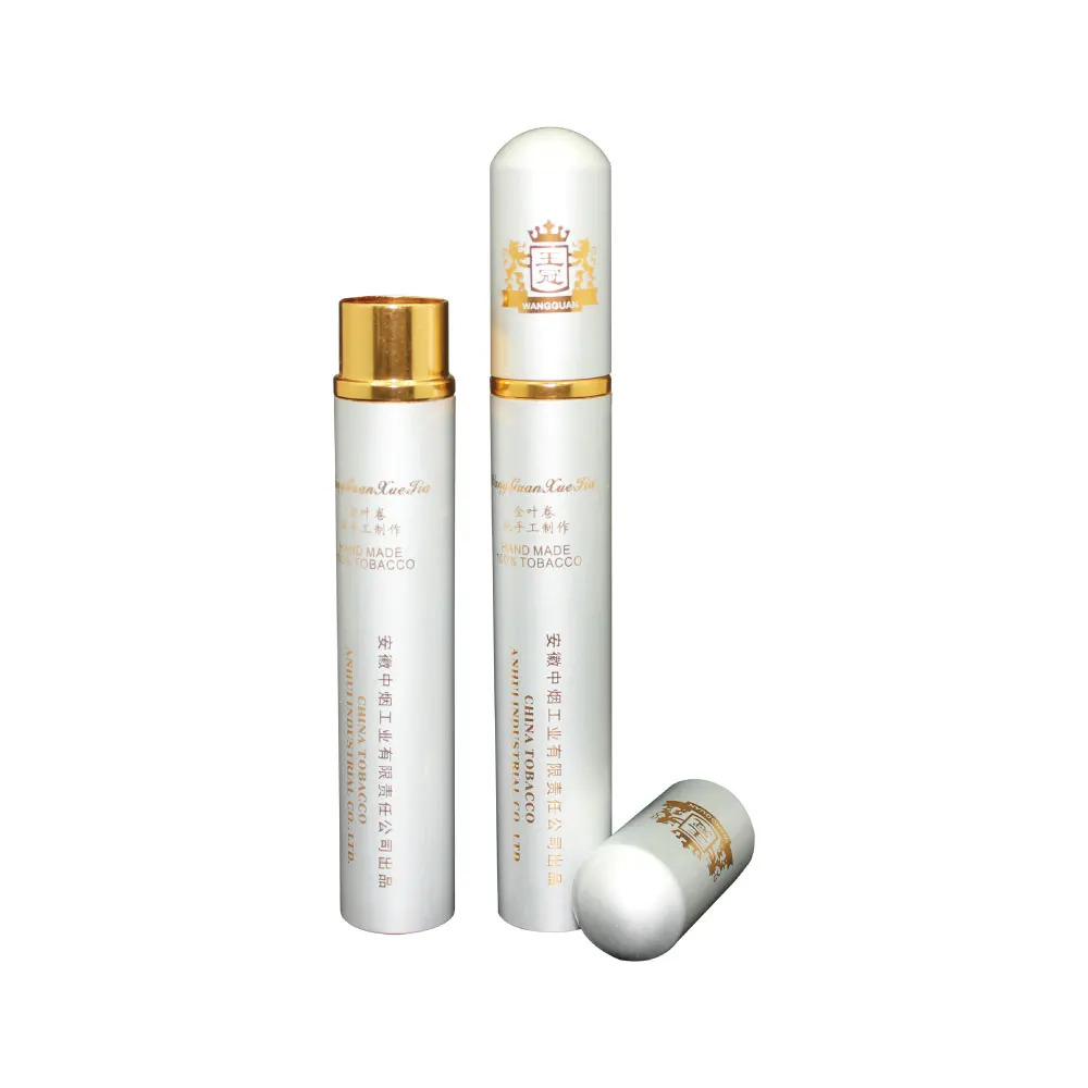 Gold metal split cigar pipe cigar gift craft wholesale manufacturer aluminum cigar tube