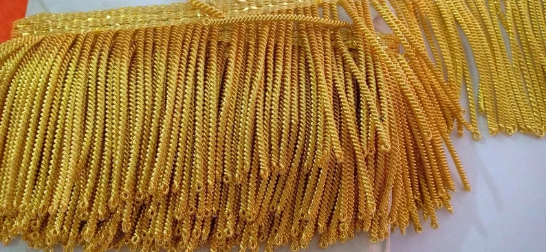 OEM Wholesale French Gold Fringe Top Quality Custom Gold Wire Tassel Fringe High Quality Metallic Bullion Fringe Textile Trim