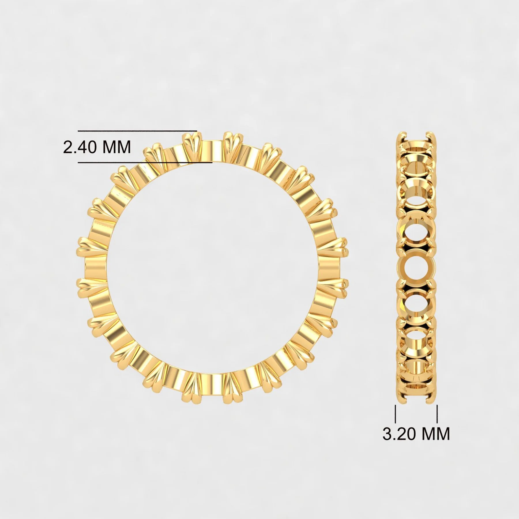 Latest Natural Yellow Sapphire Eternity Ring Round Gemstone Rings Modern Band For Women Anniversary Gift 10K Gold H-VS