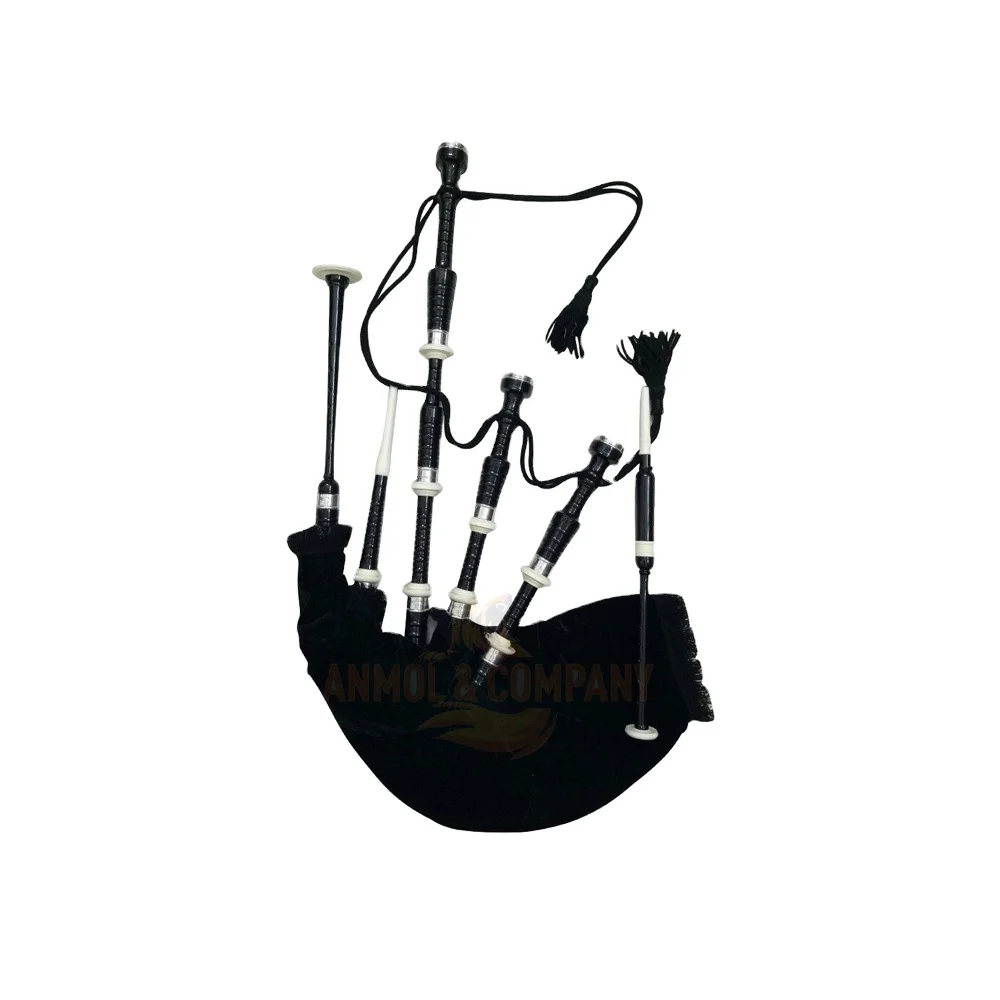 Great Highland Bagpipes Rosewood high natural brown Silver Mounts Rosewood Scottish Highland Bagpipes including Carry Bag