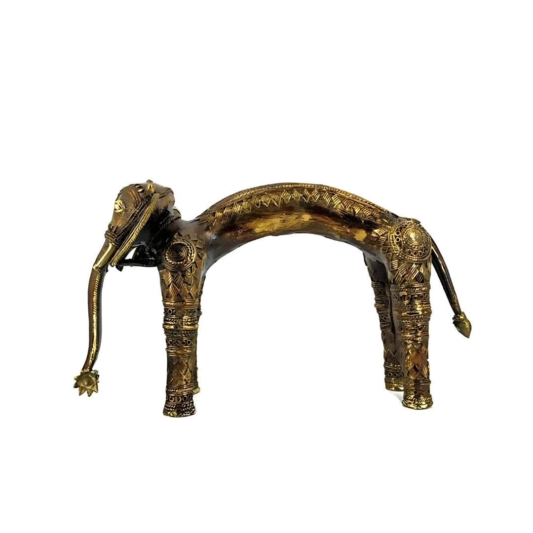 Pure Solid Brass Handcrafted Stretched Elephant Art Figurine (Bronze color, 11 inch) For Table Top Home Decor Gift