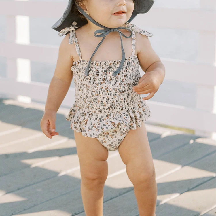 Купальник для маленьких девочек, винтажный купальник с цветочным рисунком, бикини для девочек 3 лет