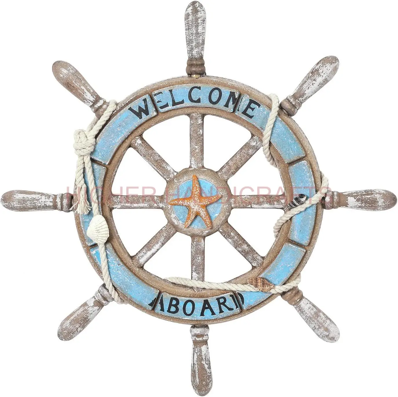Medieval Replicas Wood Brass Ship Polystone Whee 18 Inch Wheel Boat Ornament Decorative Nautical Wheel with Six Spokes