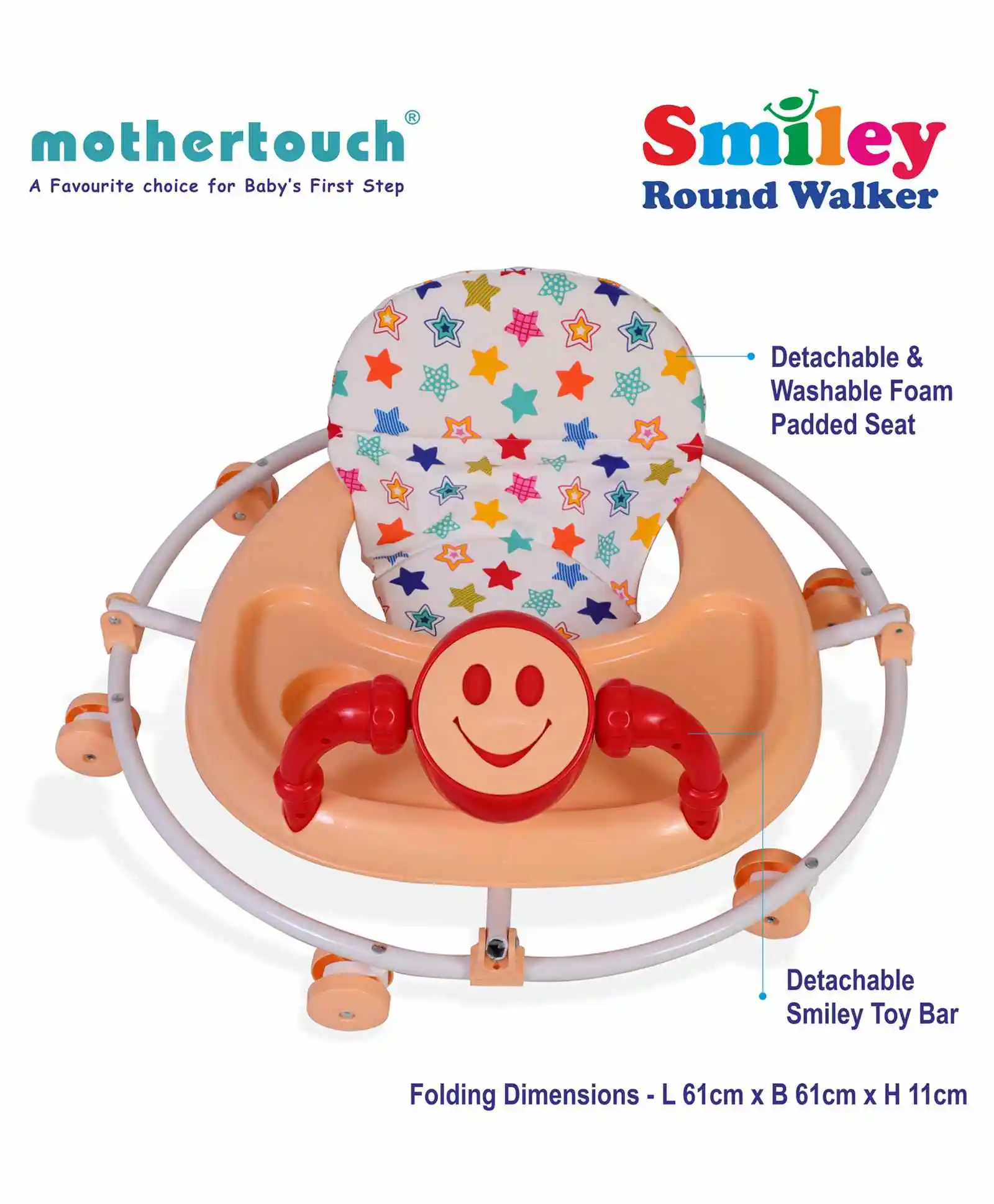 Best Quality Premium Fabric Washable Removable Kids Activity Walker With Many Color And Smiley Face Toy For Kids Entertainment