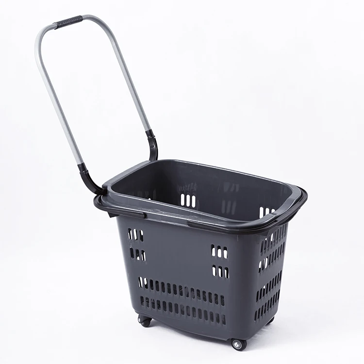 Supermarket convenience store metal handle basket shopping basket wheeled trolley customizable