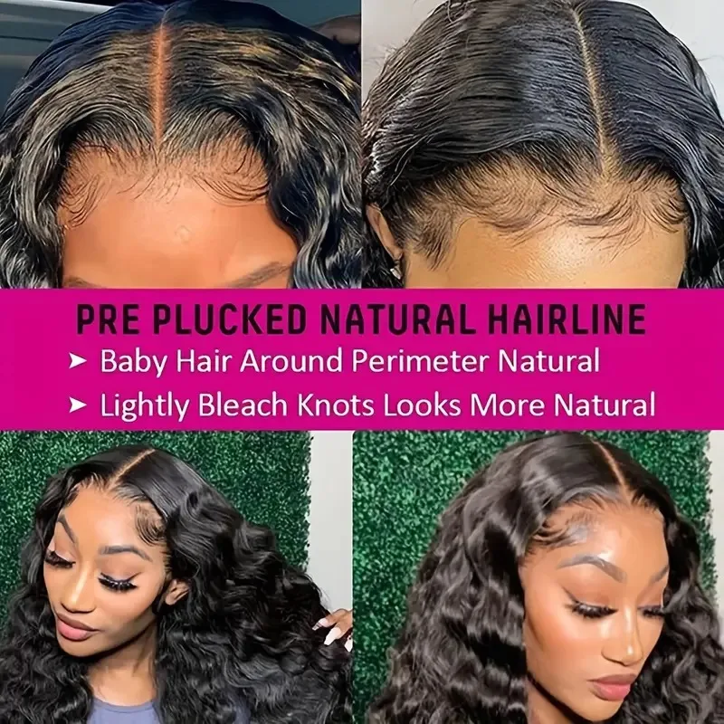 Glueless 6x5 Pre-Cut Lace Closure Loose Wave Easy-Wear Upgrade HD Lace Natural Black Human Hair Wig