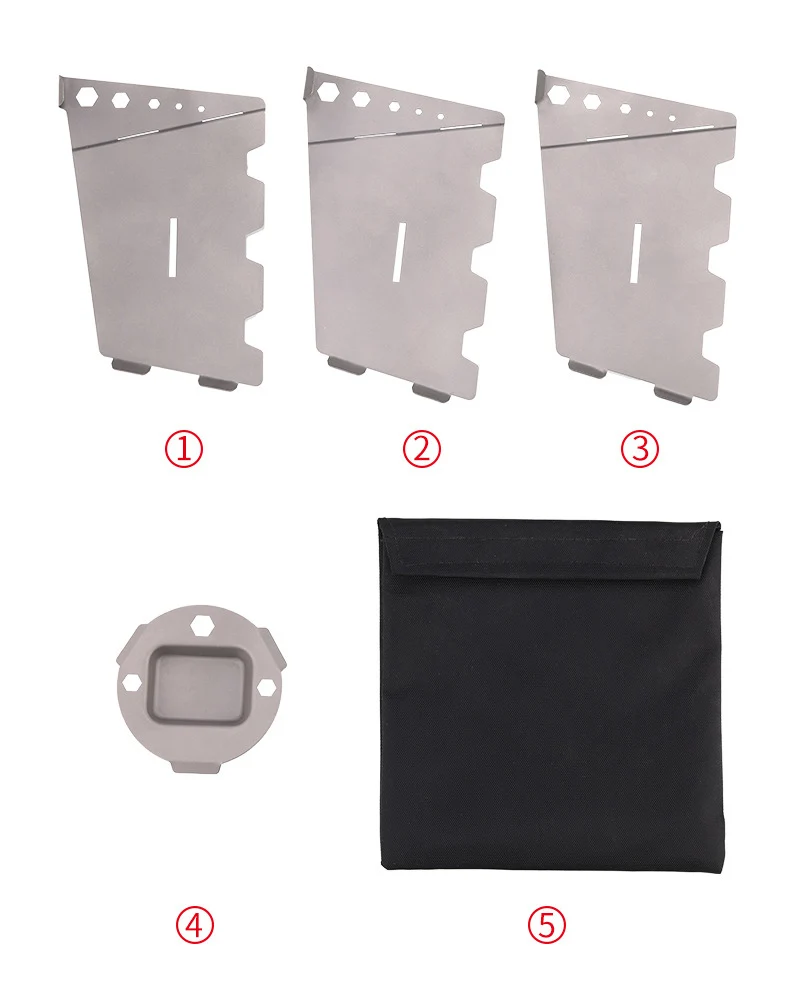 Outdoor Pure Titanium Solid Alcohol Stove Bracket Windbreak Portable Simple Assembly Picnic Titanium Stove