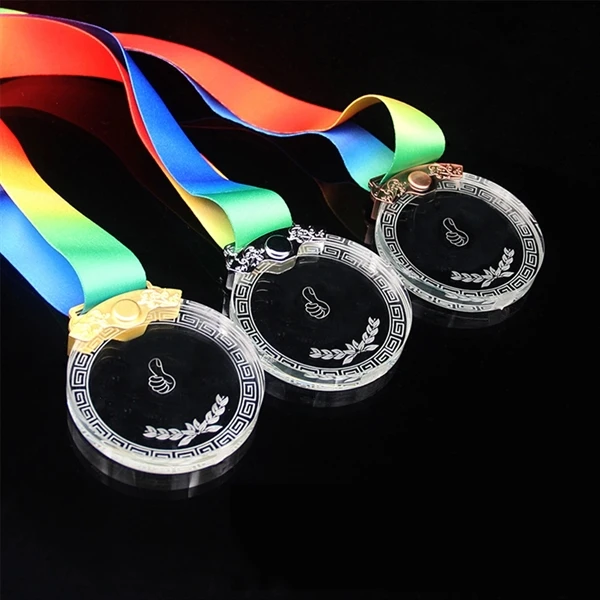Customize Crystal Award Medals Medallions with Ribbon Elegant Recognition for Exceptional Achievement