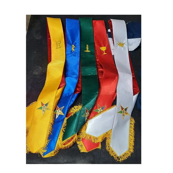 Ceinture maConnique de l Ordre des Etoiles orientales ensemble complet de ceintures OES  Lot de 5 ceintures