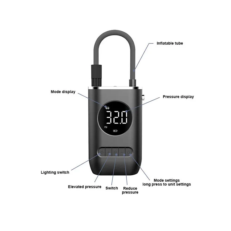 Digital Portable Air Compressor Wireless Car Tire Inflator Mini Electric Car Air Pump