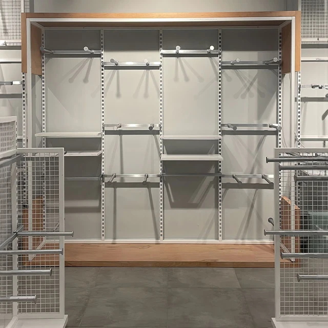Wholesale  Luxury Modern Furniture Clothing Display Rack and Garment Display Shelf Stand with Wood and Steel Metal for shopping